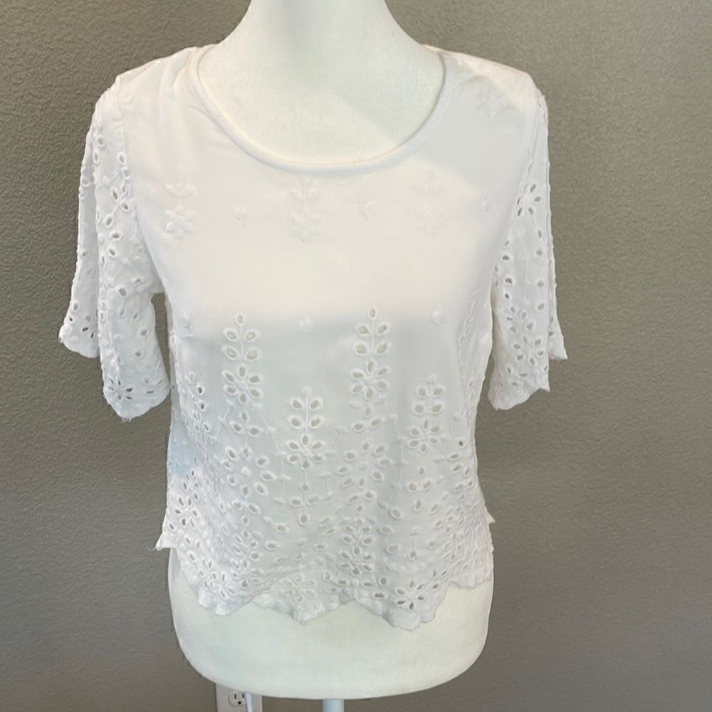 Japna White Eyelet Blouse